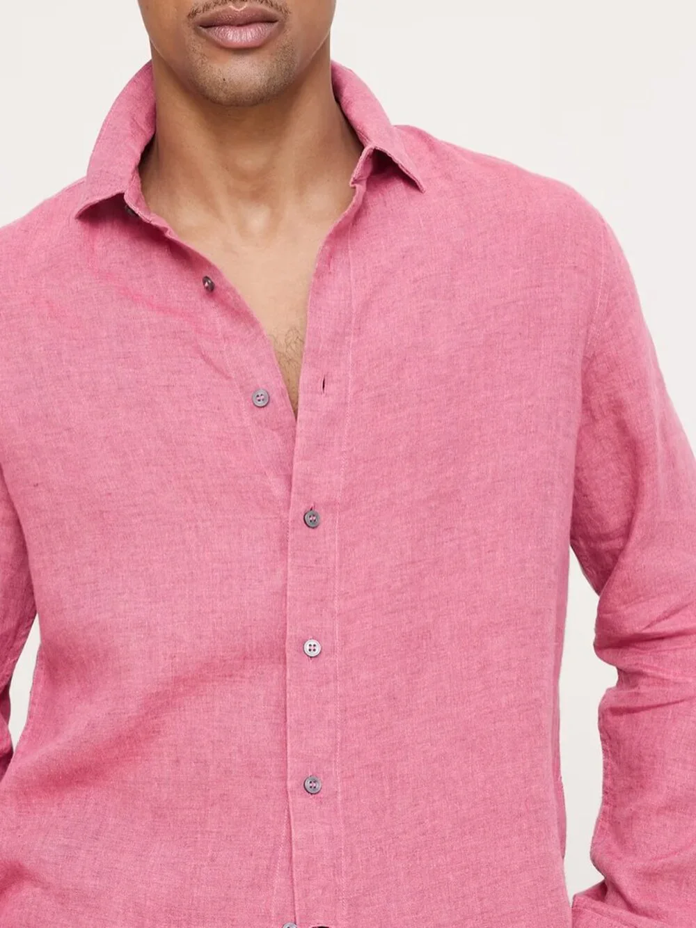 NWT Banana Republic Mens Bright Berry 100% Euro Linen Standard-Fit Shirt S